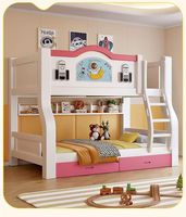 Lit superposé pour enfants en bois de rose, design européen moderne, confortable, avec toboggan