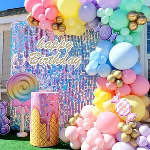 New Trend Party Supplies Hochzeit Hintergrund Dekorationen Glänzendes Zeichen Hintergrund Bunte sensorische Spiel Kunststoff Pailletten Schimmer Wand - Product Image 1