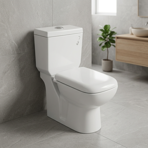Space Saving Short Projection Two Piece Square Toilet Ceramic Floor Standing <b>Back</b> To Wall Rimless WC - Product Image 2