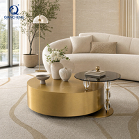 Table basse ronde de luxe en métal et verre, design multifonctionnel pour club de nuit, vente en gros de haute qualité à Foshan