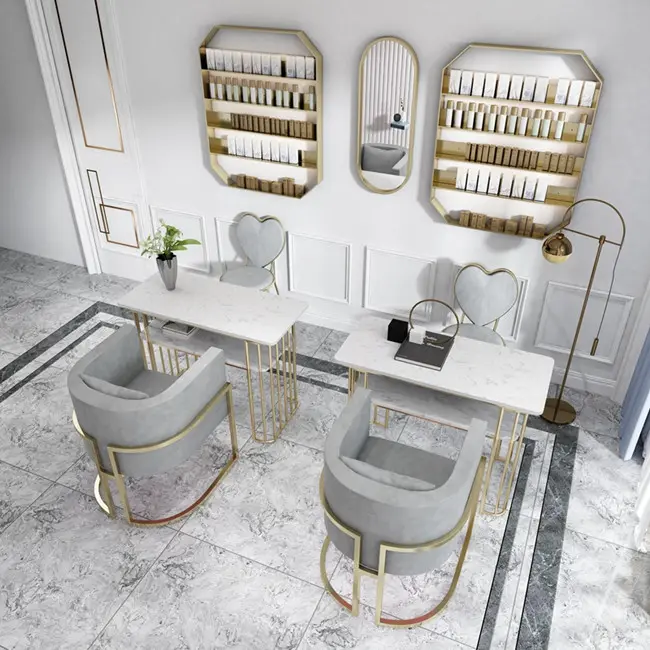 Новый дизайн, мебель для салона красоты в современном стиле, металлическая маникюрная станция для ногтей, стол для ногтей