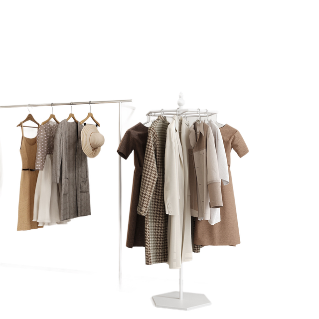 Nordic-style Floor-standing, Rotatable, Minimalist Metal Clothing Display Stand, for Clothing Stores Display.