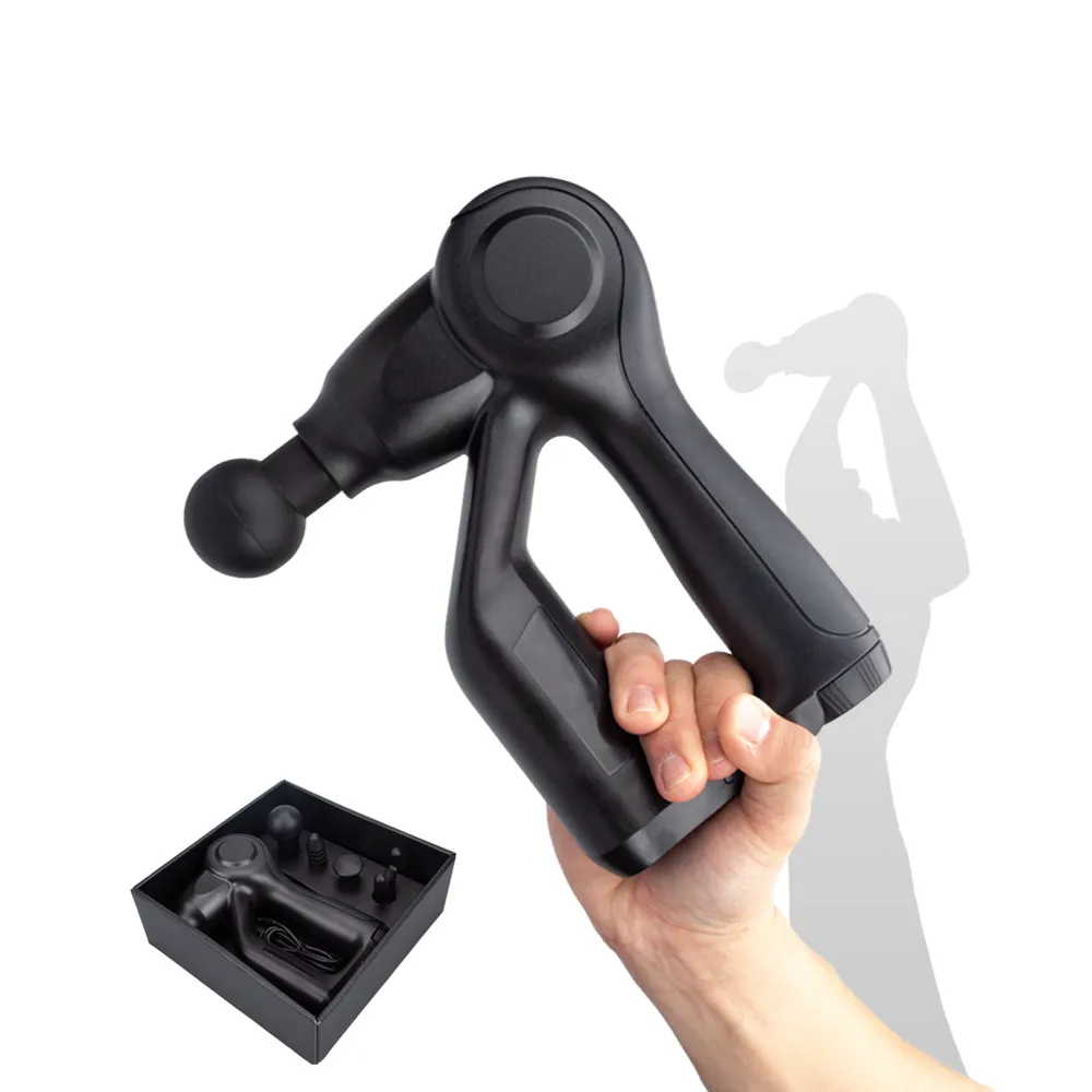 Pistola de masaje digital superior Dropship pantalla pro músculo mini bolsillo USB masaje una pistola con 4 cabezas en estuche