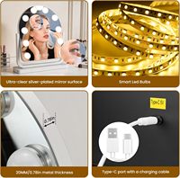 Miroir de maquillage de table à LED 10 ampoules style arqué pour coiffeuse et chambre à coucher