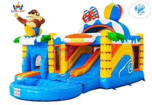Castello Gonfiabile Commerciale 'Paradiso dei Scimmie' con Decorazioni 3D per Spiaggia e Giochi d'Acqua con Scivolo per Feste Estive - Product Image 6