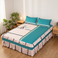 Vente en gros d'usine, jupe de lit en polyester épaisse, imprimée, 100TC, écologique, style coréen, confortable, douce, style princesse, literie