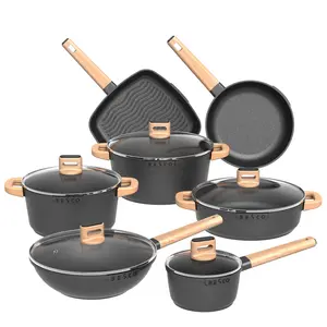 BESCO OEM Memorial series Cast Aluminium Cookware Non Stick Coating 8 Piece Induction Cookware Pots And Pans Wholesale Cookware