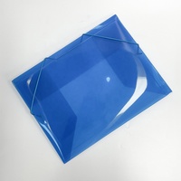 Carpeta de archivos de plástico PP de color azul Carpeta de 2 solapas Carpeta de documentos de oficina A4 con elástico