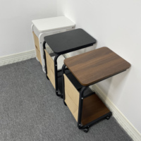 Mesas Auxiliares Modernas Móviles de Doble Nivel para Sofá, Mesas de Centro de Dos Niveles, Mesas de Comedor Móviles para Apartamento