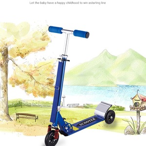 YS-105 สกู๊ตเตอร์เด็กอลูมิเนียมอัลลอยด์พร้อมระบบดูดซับแรงกระแทกปรับความสูงได้แบบพับได้สามล้อสีน้ำเงิน - Product Image 5