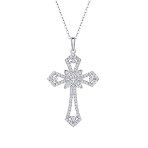 Luxira Jewels Colgante de Moissanita con Cruz Hindú, Plata 925, Corte Brillante, Engaste de Garra, Bañado en Rodio, Estilo Vintage, Joyería Unisex para Regalo - Product Image 4