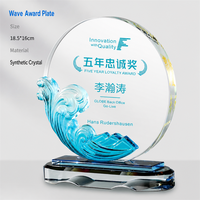 Trophée personnalisé en cristal, forme de sommet de montagne bleue, plusieurs styles, pour reconnaissance des équipes et des employés