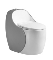 WC monobloc en céramique coloré en forme d'œuf, chasse d'eau par siphon, sortie S-trap 250/300mm, sortie P-trap 180mm, pour salle de bain