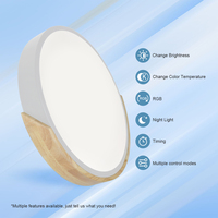 Plafonnier LED rond moderne en bois, noir et blanc, à intensité variable, pour chambre et salon, idéal pour la maison