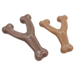Naylon Bacon salıncaklı dayanıklı köpek çiğnemek oyuncak kemik Pet çiğnemek oyuncaklar boynuz şekli Molar sopa köpek oyuncak - Product Image 6