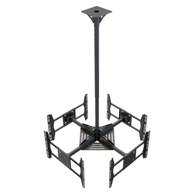 Height Adjustable Rotate Tilt Flip Ceiling TV Mount 4 Digital Advertising Screens SPCC Material 80LBS Capacity 32"-55" TVs Black