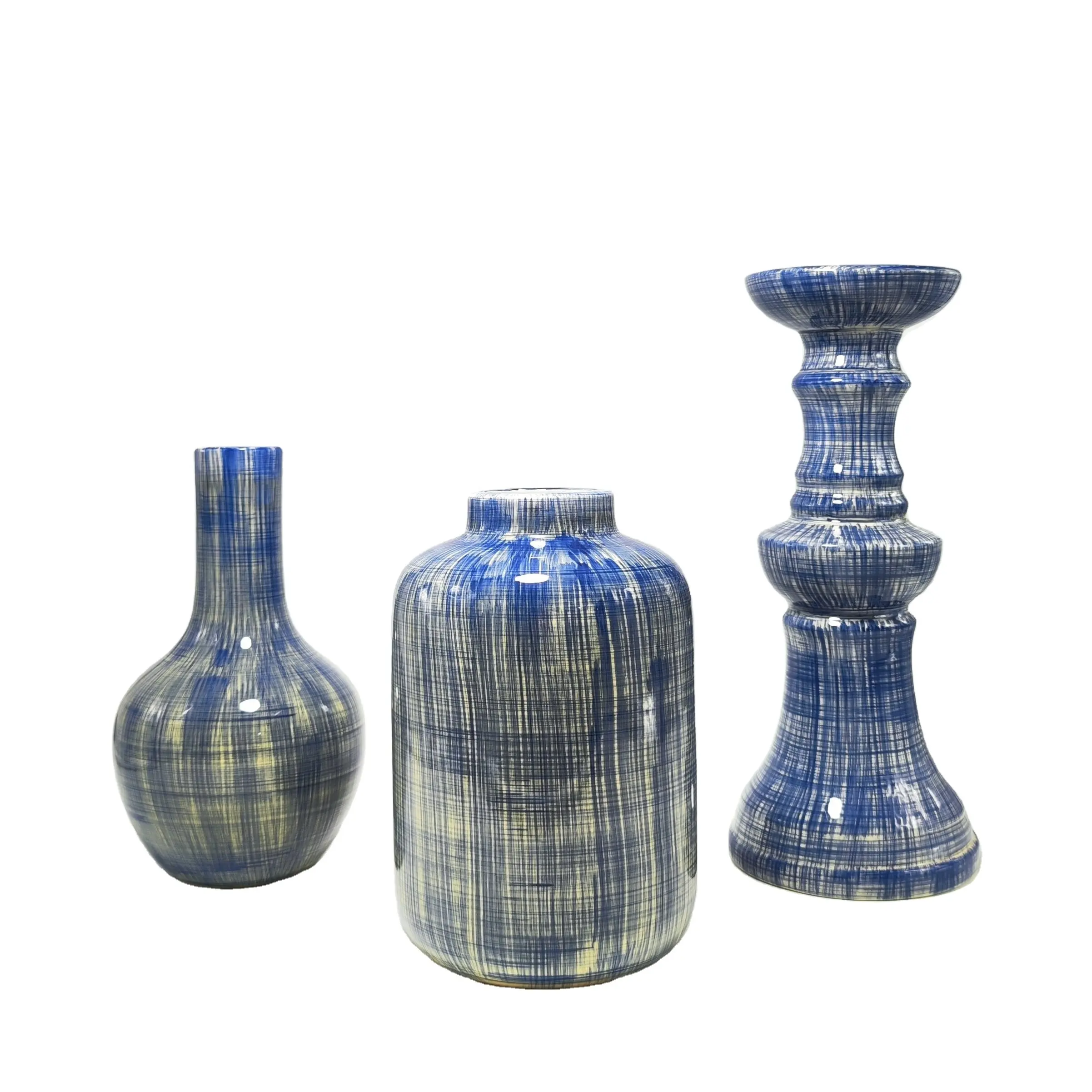 Современная синяя и белая фарфоровая ваза для дома и сада, керамическая и фарфоровая ваза для цветов, украшения дома