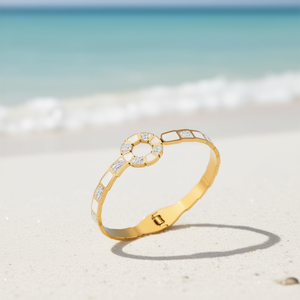 Angelina O-Shaped Seashell <b>Bracelet</b> Stainless Steel Gold Plated Women's Fashion Jewelry Gift - Product Image 4