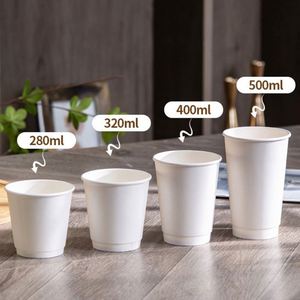 Lot d'essai en gros de gobelets à café en papier épais double couche, jetables, isolés pour boissons chaudes, avec autocollants personnalisés - Product Image 2