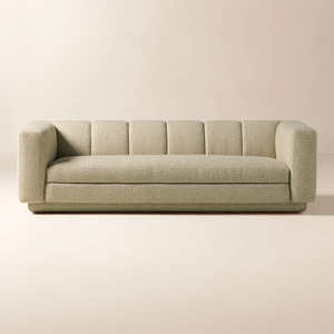 Sofa Mewah 3 Dudukan Warna Camel dengan Tekstur Gaya Italia, Sandaran Santai, untuk Ruang Tamu Villa - Product Image 2