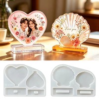 Molde de silicona para marco de fotos, forma de corazón, molde de resina epoxi para fundición, adorno de escritorio, herramienta DIY para pasteles