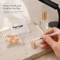 Breloques pour ongles en strass CY, perles mélangées, perles dorées, boîte de rangement transparente, artisanat DIY, vente en gros, OEM, ODM
