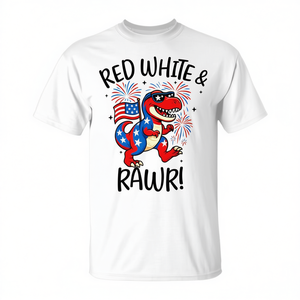 T-shirt Red White And Rawr Dino T Rex, design patriotique du 4 juillet aux États-Unis - Product Image 2