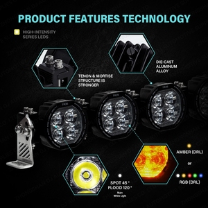 Barra de Luz LED RGB Modular de 40 Pulgadas, 300 W, 33300 LM, Enlazable, para Jeep Wrangler, Ford Raptor, Toyota Tacoma, Hilux, Ranger, Patrol, <span class=keywords><strong>Bronco</strong></span> - Product Image 3