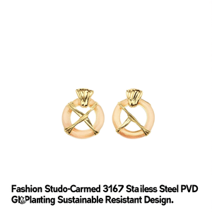 Boucles d'oreilles tendance en acier inoxydable 316L avec placage or PVD, design durable et résistant - Product Image 2