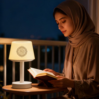 Lampu meja LED kontrol APP pemutar Al-Quran, speaker Al-Quran, lampu tidur sentuh, lagu audio Al-Quran Islami