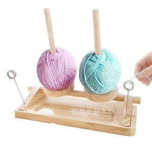 Wooden yarn <b>rack</b>, double-axis <b>rotatable</b> desktop knitting tool <b>storage</b> tray, solid wood yarn ball <b>rack</b> - Product Image 5