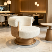 Moderner Drehbarer Akzentstuhl mit Gebogenem Holzrahmen, Gepolsterter Sessel, Drehbare Lounge-Liege für Wohnzimmer, Essbereiche und Hotels