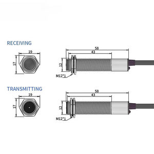 Interruptor fotoeléctrico láser serie M12, tipo de orificio pasante, 10-30V, PNP/NPN, sensor de proximidad fotoeléctrico de 3 hilos - Product Image 3