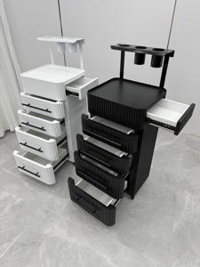 Chariot de Salon de Luxe avec Tiroirs Cannelés et Support pour Sèche-Cheveux, Tiroir Latéral pour Station de Beauté et Spa - Product Image 6