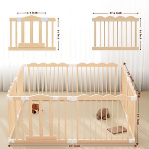 Corralito de madera para bebés, plegable, de madera maciza, para la seguridad de los niños pequeños, para uso en interiores, en la sala de estar. - Product Image 1