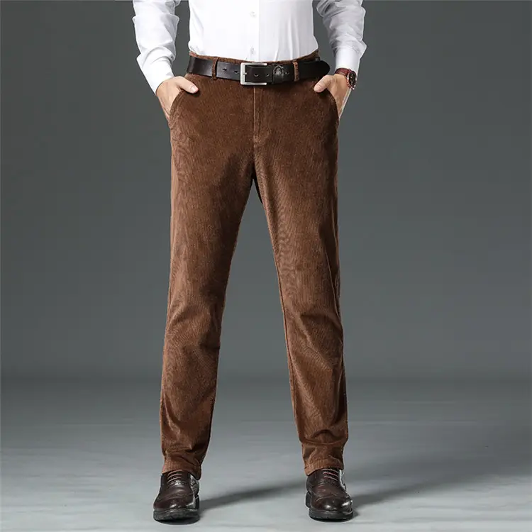 Mens Casual Slim Fit Rechte Lange Broek Formele Jurk Leisure Broek Custom Lente Losse Chino Corduroy Broek Voor Mannen