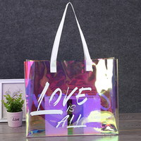 Logo personnalisé Gelée PVC Sac Fourre-Tout De Luxe Laser Holographique Bijoux Cosmétiques Sac Transparent Étanche Sac De Plage