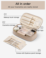 Trousse de Maquillage de Voyage Imperméable en Cuir PU, Organisateur de Cosmétiques avec Porte-Pinceaux Séparé, Grande Capacité, Pochette de Beauté