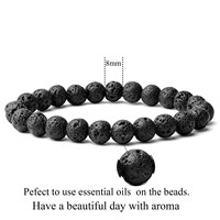 Bracelet en pierre de lave 8 mm Perle d'agate naturelle Perle de guérison Bracelet Yoga Cadeau Diffuseur d'aromathérapie Bijoux