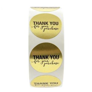 Stiker Label Terima Kasih Bulat Kertas Perekat Sendiri Cetak Logo Holografik Mengkilap Kustom Pabrik untuk Usaha Kecil - Product Image 1