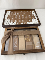 Ensemble cadeau de fiançailles personnalisé, plateau en bois pour souvenir de mariage, pour la demande en mariage, décoration de cérémonie