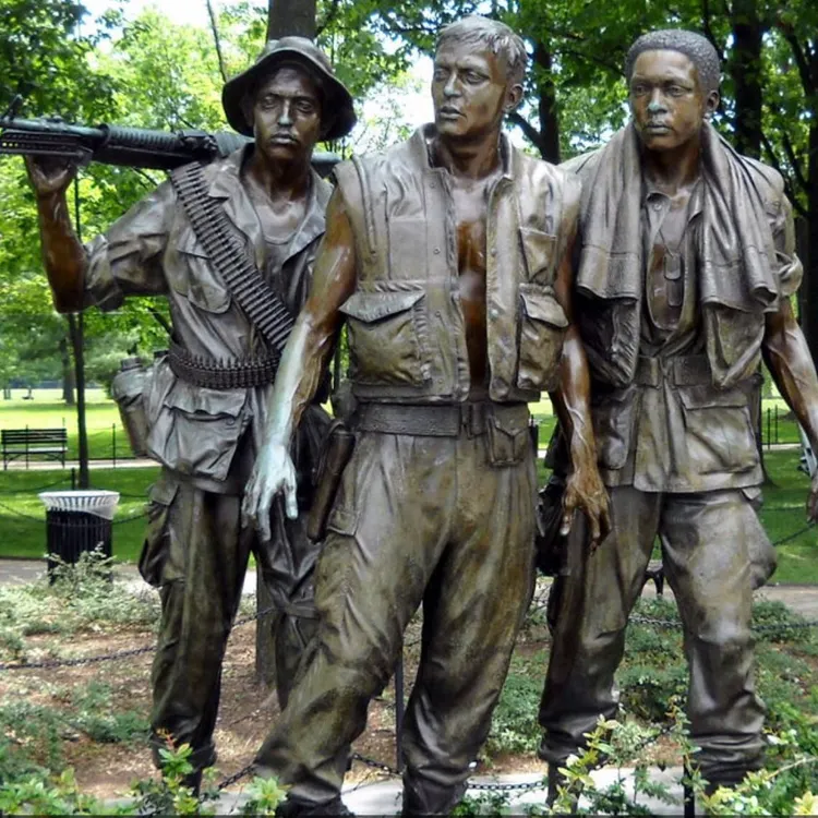 Fábrica chinesa vietnã memorial três militar estátua bronze