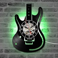 Lampe murale lumineuse LED Illusion veilleuse télécommande 12 pouces guitare disque vinyle conception horloge murale horloge décorative