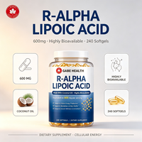 Gélules d'acide R-Alpha Lipoïque en gros 60mg à l'huile de coco, biodisponible, 240 unités pour l'énergie cellulaire et l'action antioxydante, personnalisable