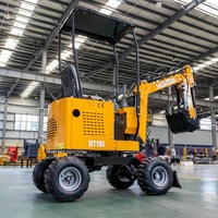 Mini Excavadora de Ruedas HIGHTOP HT-10L de 1 Tonelada, Certificada por CE y EPA, Máquina Hidráulica Compacta para Jardín, Granja y Construcción