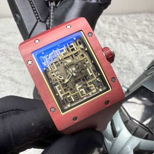 Nouvelle version la plus récente 16-02, montre mécanique automatique à cadran labyrinthe rouge carré creux, montre de luxe pour hommes - Product Image 3
