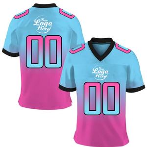 Maillot de rugby personnalisé à logo respirant et à séchage rapide pour homme, col en V, manches courtes, en Spandex/Polyester 160g, style américain - Product Image 1