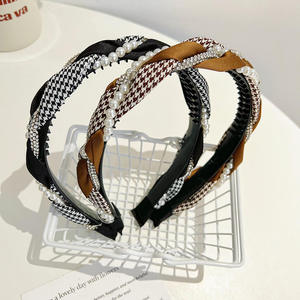 Bandeau <span class=keywords><strong>de</strong></span> cheveux pour fille en tissu <span class=keywords><strong>de</strong></span> luxe avec perles et strass, mode coréenne, style tempérament sauvage, doux et mignon - Product Image 4