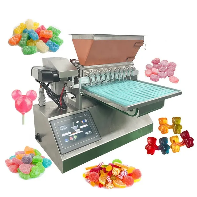 Kleine Melk Gemberbal Snoep Gelatine Giet Afzetting Maken Lolly Tripple Head Depositor Machine Om Te Infunderen