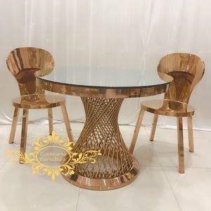 Mesa redonda de cristal con espejo dorado para pastel, expositor de tartas de boda, 90CM de diámetro - Product Image 6